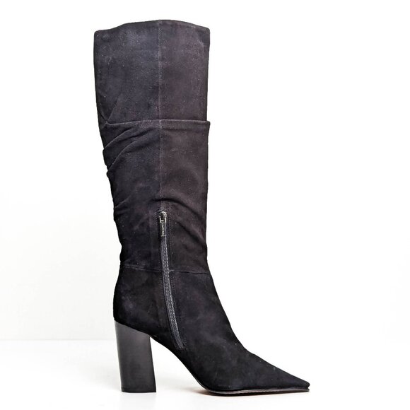 Vince Camuto Women Derika Black Suede Pointy Toe Zip Tall Boots Size 9 - Picture 4 of 9